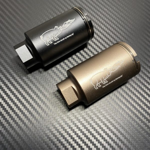 Airsoft Sound Amplifier Flash Hider 14mm CCW Thread Element Available in Black and Tan DE