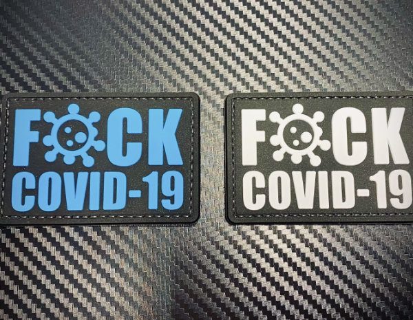 Airsoft Morale Patch "F*CK COVID-19" Velcro Rubberised PVC Two colour options