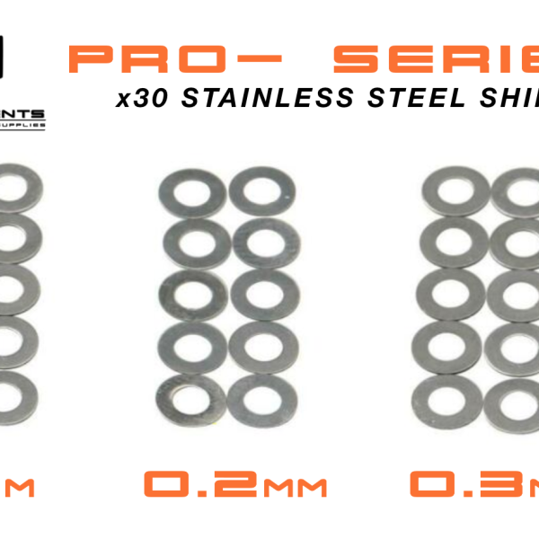 Stainless Steel High-Precision 30-piece Shim Set includes 0.1mm 0.2mm 0.3mm