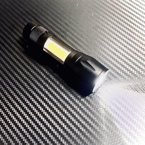 Tactical XPE COB LED Torch Flashlight Adjustable Zoom With Strobe