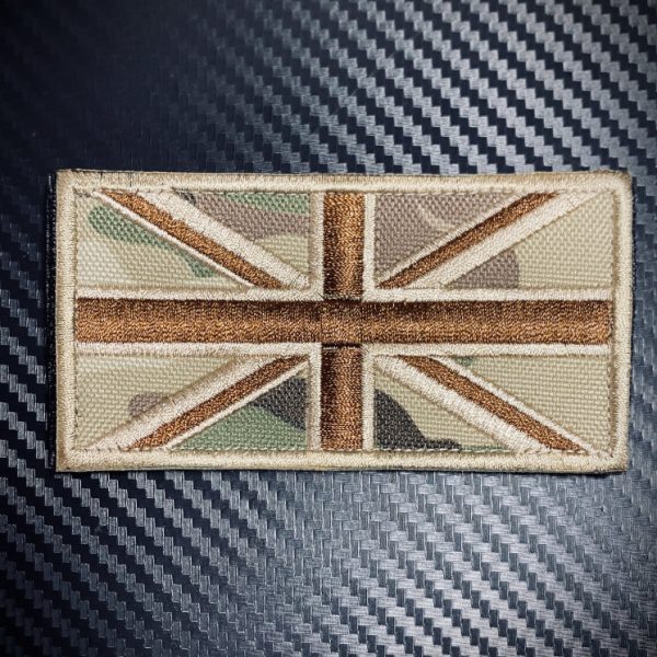 British Union Jack MCP Multi-cam Airsoft Morale Patch Hook&Loop backing