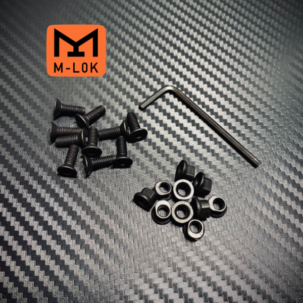 MLOK 10 pcs Replacement Metal Nut and bolt Set for M-lok Rail Sections