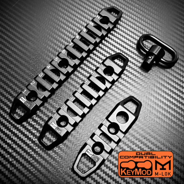 Dual Fit MLOK & KEYMOD MGP-CQB Heavy Duty Aluminium 20mm Rail in 3/7/11/ Slots integrated sling point RIS RAS Rail with fixings