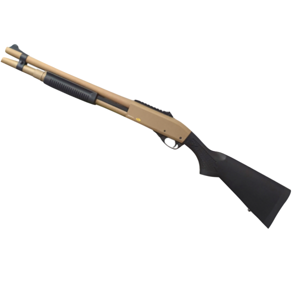 Golden Eagle M870 Tri-Shot Gas Pump Action Shotgun Twin Barrell TAN