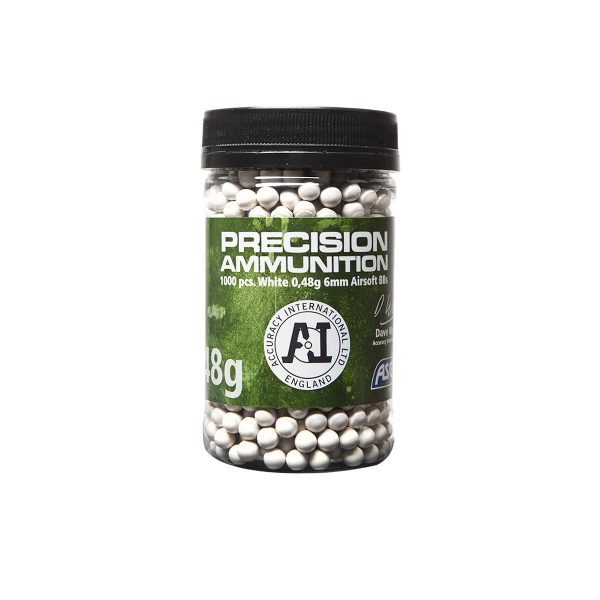 0.48 ASG ACCURACY INTERNATIONAL BB  - 1000 PCS. IN BOTTLE, WHITE