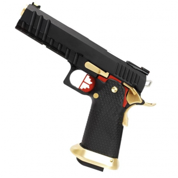 Armorer Works Custom Hi-Capa GBBP Black Slide – Gold Barrel Fully Auto AW-HX2032