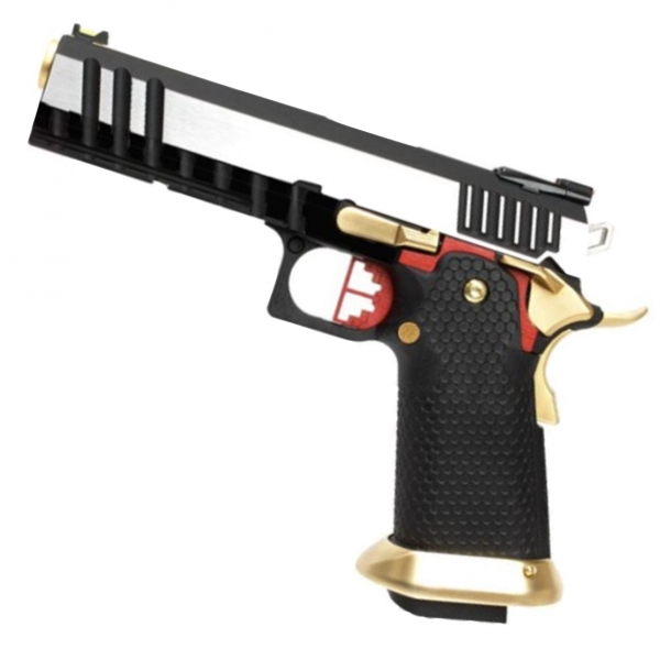 Armorer Works Custom Hi-Cappa GBBP Silver Slide Gold Barrel Fully Auto AW-HX2031