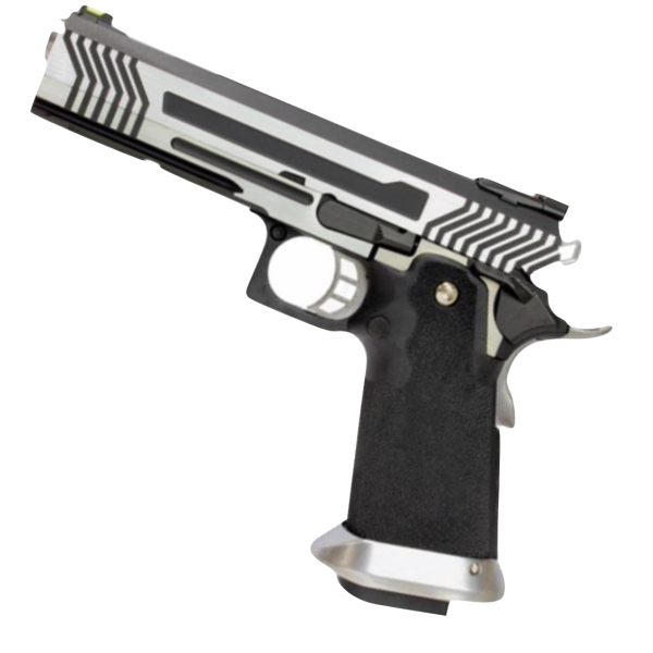 Armorer Works Custom Hi-Capa GBBP Full Silver Slide – Black Frame – AW-HX1101