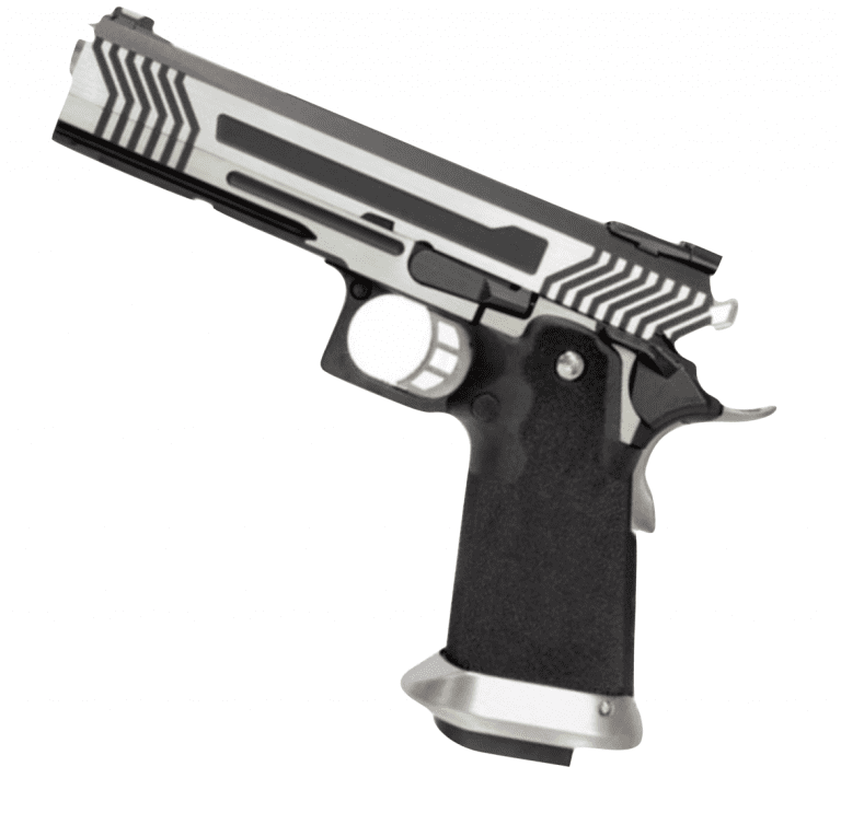 Armorer Works Custom Hi-Capa GBBP Full Silver Slide – Black Frame – AW-HX1101