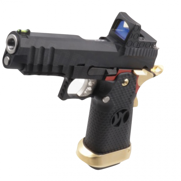 Armorer Works Custom Hi-Capa With Reflex Sight Full Black Slide – Black And Gold – HX2601