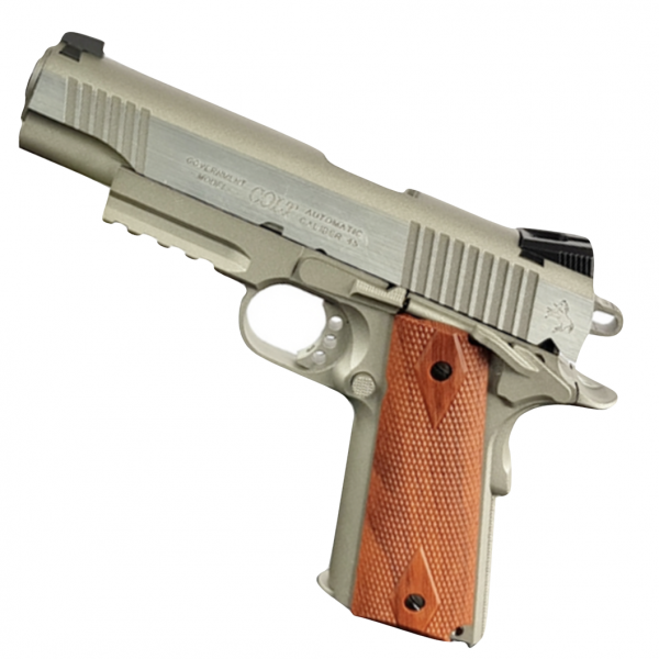 Cybergun Colt 1911 Rail C02 Blowback Pistol Stainless Silver