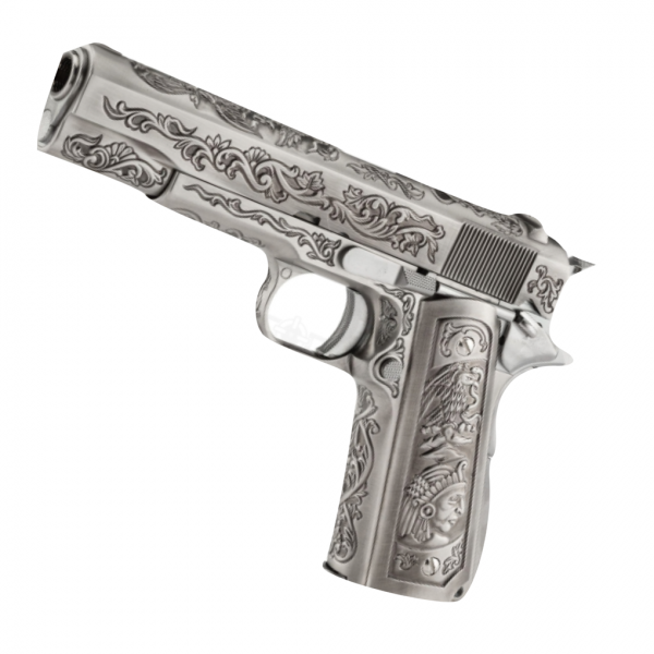 WE 1911 Engraved Silver Mehico Druglord GBB Pistol