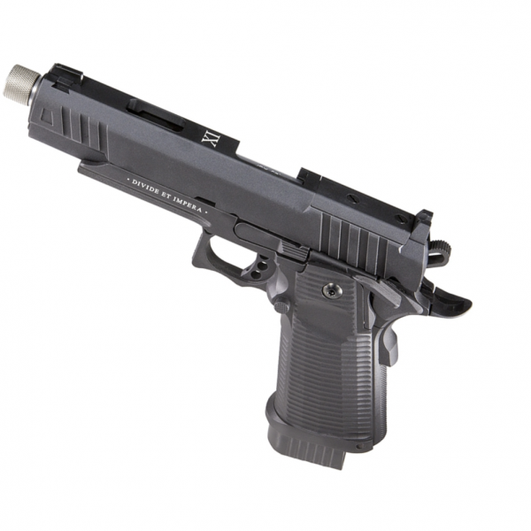 Secutor – LUDUS XI – Hi-Capa 5.1 Custom Pistol Silver Barrel – Co2 Powered – Gas Ready – Black