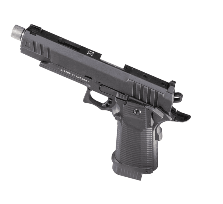 Secutor – LUDUS XI – Hi-Capa 5.1 Custom Pistol Silver Barrel – Co2 Powered – Gas Ready – Black