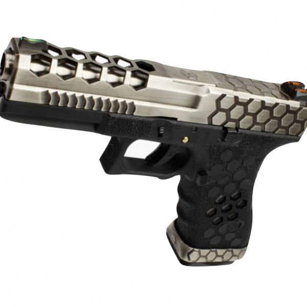 ARMORER WORKS VX0100 HEX CUT GAS BLOWBACK PISTOL SILVER