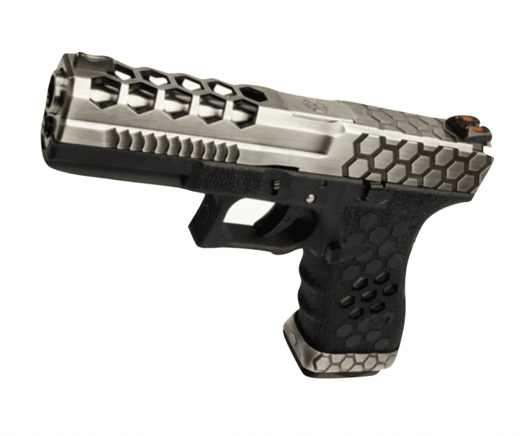 ARMORER WORKS VX0100 HEX CUT GAS BLOWBACK PISTOL SILVER