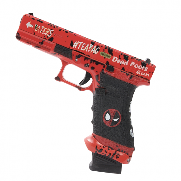 ASCEND AIRSOFT/WE 17 SERIES GAS BLOWBACK PISTOL (WITH EXTENDED FLARED MAGAZINE – RED) deadpool