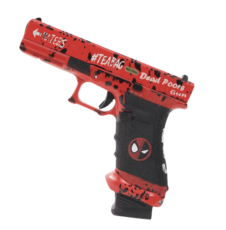 ASCEND AIRSOFT/WE 17 SERIES GAS BLOWBACK PISTOL (WITH EXTENDED FLARED MAGAZINE – RED) deadpool