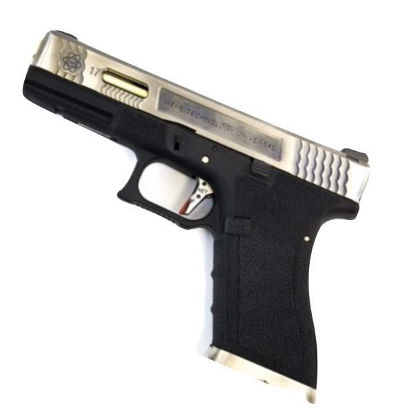 WE Eforce 17 Gold Barrel Custom GBB Airsoft Pistol Silver