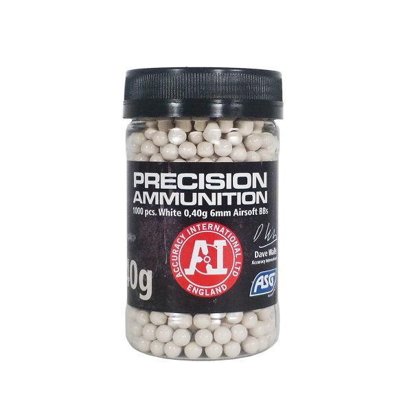 0.40 ASG AIRSOFT BB,   1000 PCS. IN BOTTLE, WHITE