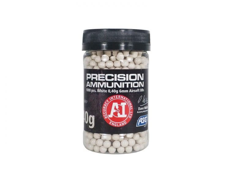 0.40 ASG AIRSOFT BB,   1000 PCS. IN BOTTLE, WHITE