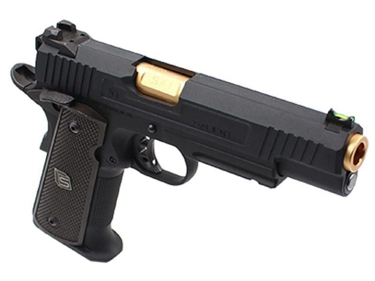 Salient Arms International by EMG 1911 RED Gas Pistol (Gold Barrel - Black - SA-RD0100)