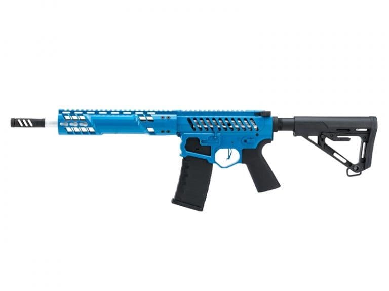 EMG F1 Firearms SBR AEG Rifle With RS-3 Stock (Silver Edge Gearbox/eSE Electronic Trigger – Blue – eSBR-BLS-3)