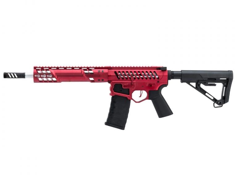 EMG F1 Firearms SBR AEG Rifle with RS-3 Stock (Silver Edge Gearbox/eSE Electronic Trigger – Red – eSBR-RR-3)