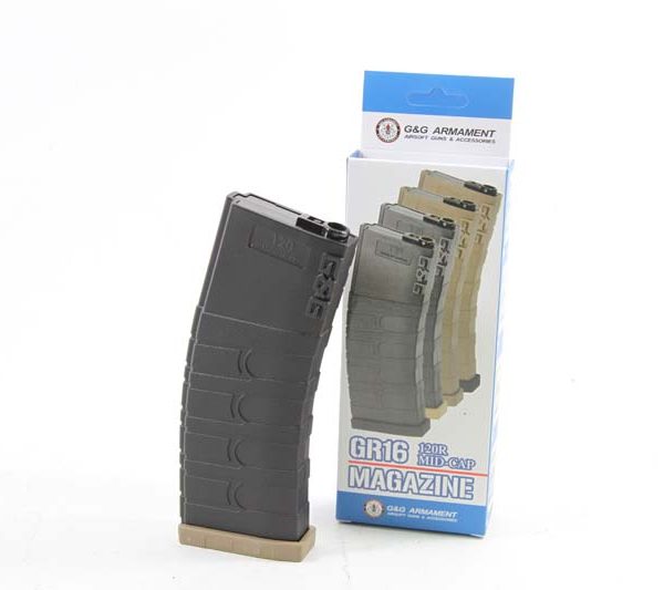 G&G M4 120 Round Midcap Magazine Airsoft AEG Black With Tan Base Plate