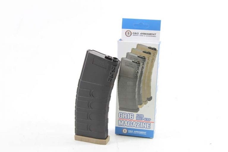 G&G M4 120 Round Midcap Magazine Airsoft AEG Black With Tan Base Plate