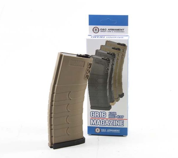 G&G M4 120 Round Midcap Magazine Airsoft AEG Tan With Black Base Plate