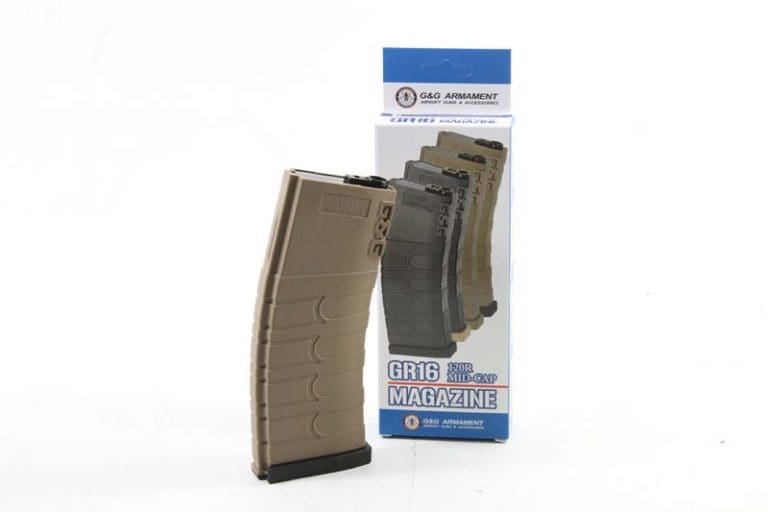 G&G M4 120 Round Midcap Magazine Airsoft AEG Tan With Black Base Plate