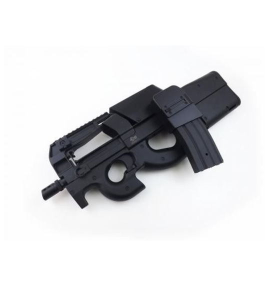JG D90 SMG P90 WITH INBUILT DRUM MAG & M4 MAGAZINE AEG RIFLE P98-1 BLACK