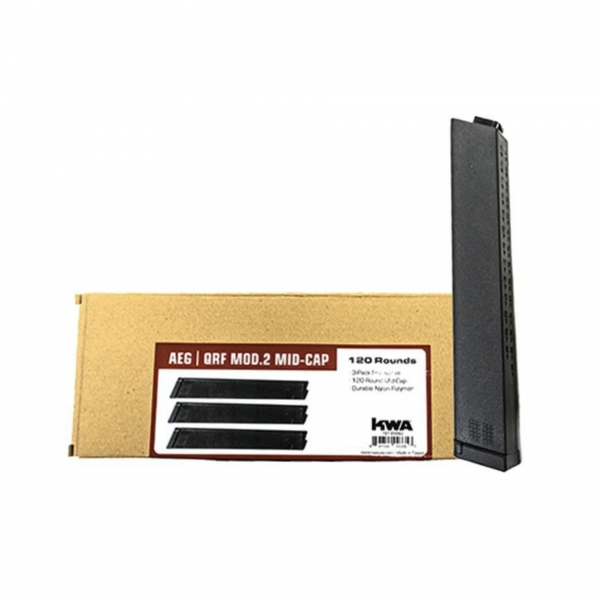 KWA QRF MOD2 Series Mid-Cap Magazine (3 Pack – 120 Rounds Each – Black)