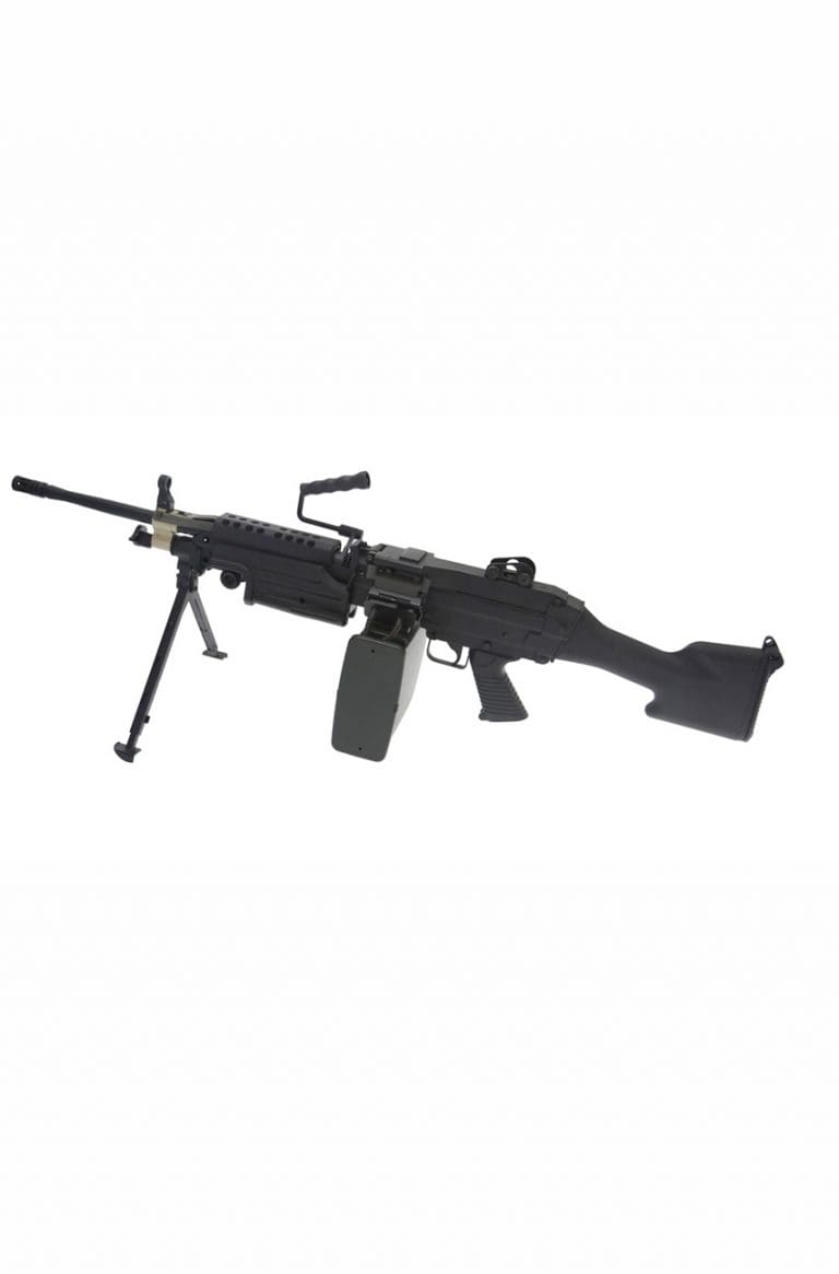 A&K M249 MK2 SUPPORT RIFLE WITH SOUND CONTROL DRUM MAG HARD STOCK