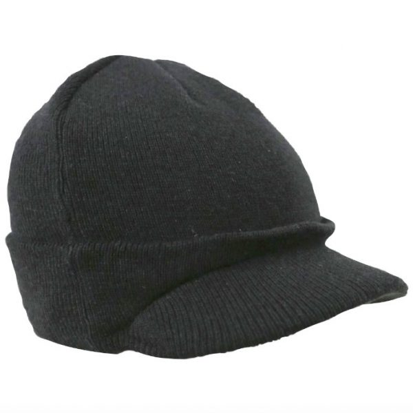 Peaked Beanie (WWII Style) - Black