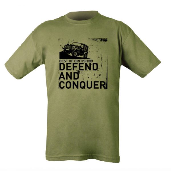 Defend and Conquer T-shirt - Olive Green