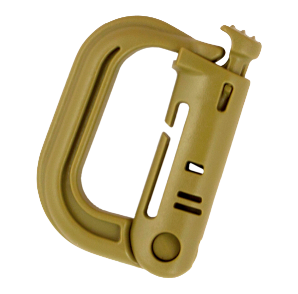 Tan DE Rapid Locks MOLLE D Ring Tactical Carabiner
