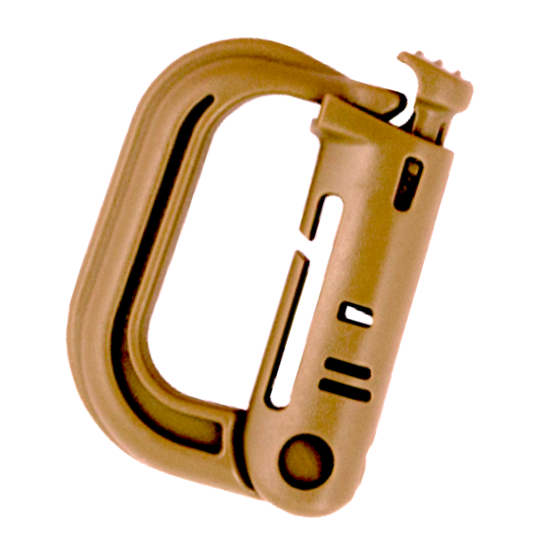 Coyote Brown Rapid Locks MOLLE D Ring Tactical Carabiner