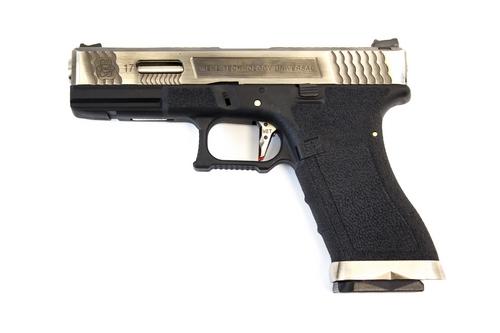 WE E FORCE EU17 PISTOL BK (SILVER SLIDE AND SILVER BARREL)