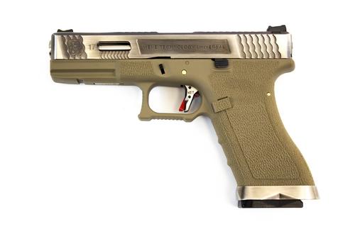 WE E FORCE EU17 PISTOL TAN (SILVER SLIDE AND SILVER BARREL)