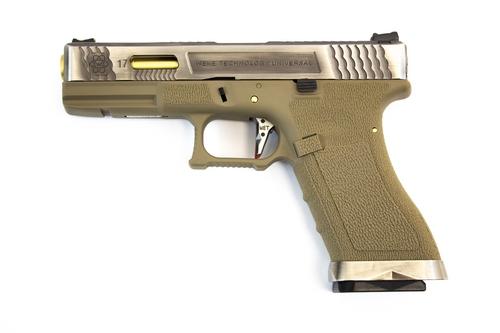 WE E FORCE EU17 PISTOL TAN (SILVER SLIDE AND GOLD BARREL)