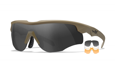 Wiley X Rogue Comm - Matte Tan Frame - Grey / Clear / Light Rust Shields (3 Lenses)