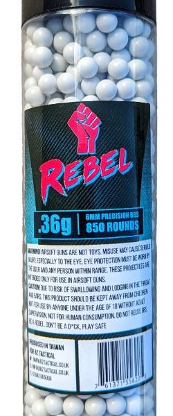 Rebel Precision Heavyweight BIO 6mm BBs 850pcs Bottle - 0.36g
